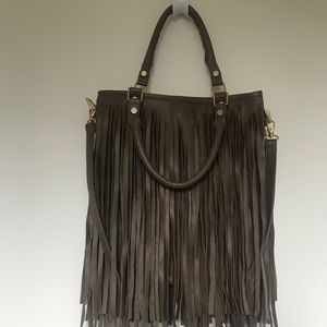 Leather fringe b-low the belt handbag tote purse